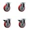 Service Caster 5'' Red Poly Wheel Swivel Top Plate Caster Set with 2 Posi Brakes, 4PK SCC-20S514-PPUB-RED-2-PLB-2 - alternate 1